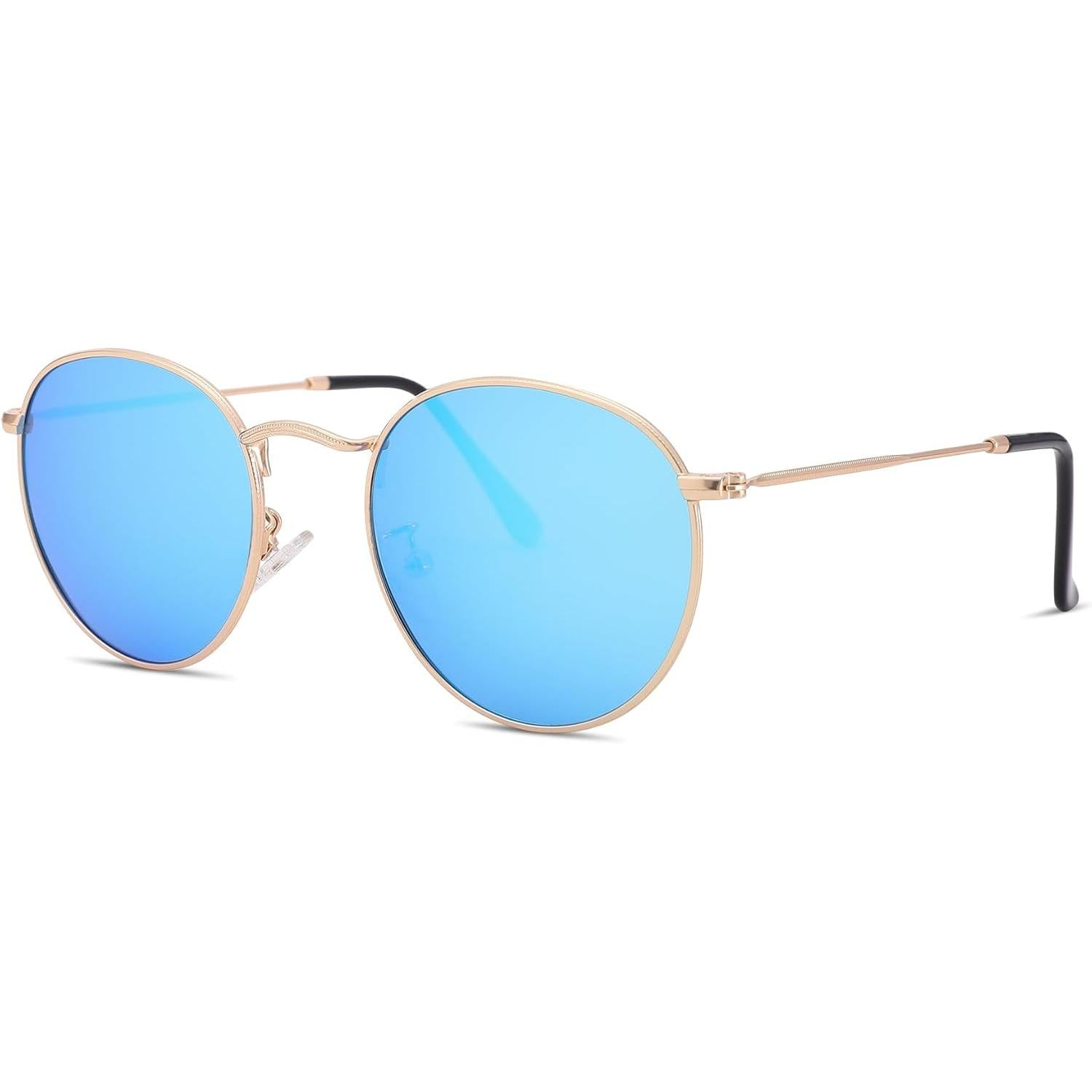 Anteojos de Sol Redondos Polarizados de Metal – Estilo Retro de Diseñador para Mujer, Protección UV400